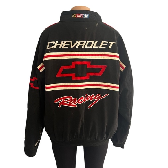 Vintage ESSEX Chevrolet Nascar Racing Embroidered Bomber Jacket Black - Picture 5 of 11